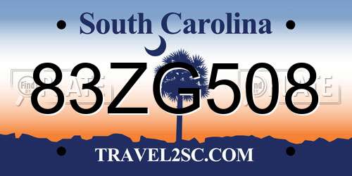83ZG508 South Carolina License Plate