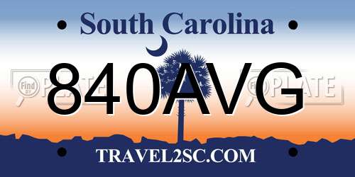840AVG South Carolina License Plate