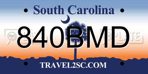 840BMD South Carolina License Plate