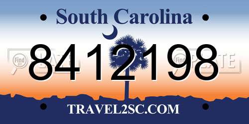 8412198 South Carolina License Plate