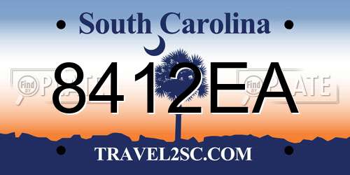 8412EA South Carolina License Plate
