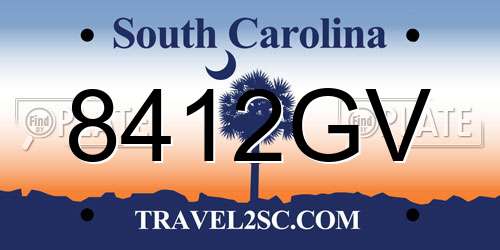 8412GV South Carolina License Plate
