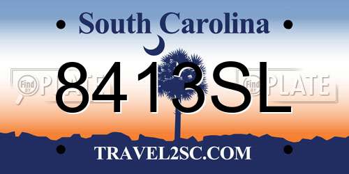 8413SL South Carolina License Plate