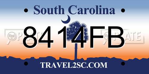 8414FB South Carolina License Plate