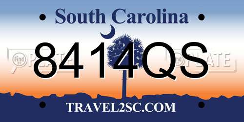 8414QS South Carolina License Plate