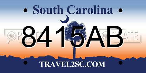 8415AB South Carolina License Plate