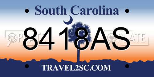 8418AS South Carolina License Plate