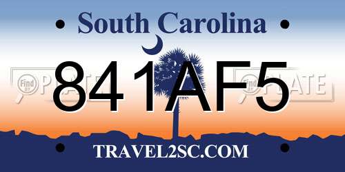 841AF5 South Carolina License Plate