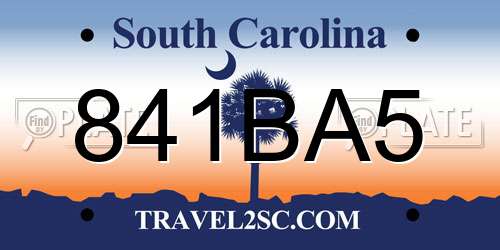 841BA5 South Carolina License Plate