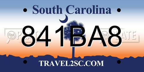 841BA8 South Carolina License Plate