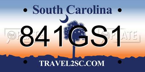 841GS1 South Carolina License Plate