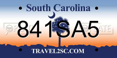 841SA5 South Carolina License Plate