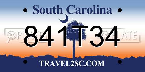 841T34 South Carolina License Plate