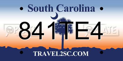 841TE4 South Carolina License Plate