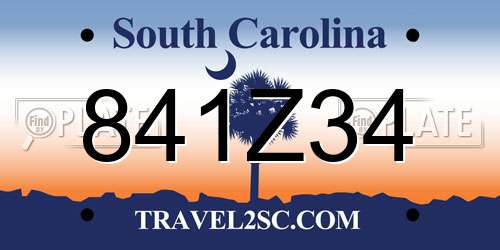 841Z34 South Carolina License Plate