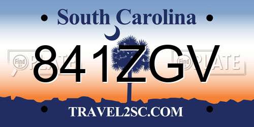 841ZGV South Carolina License Plate