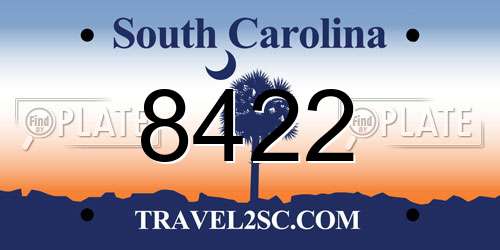 8422 South Carolina License Plate