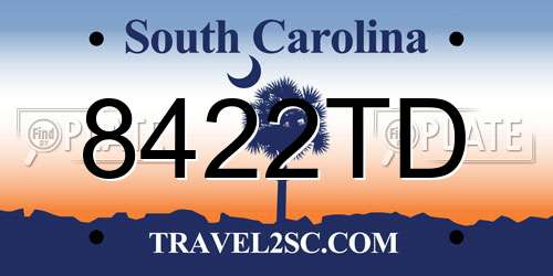 8422TD South Carolina License Plate