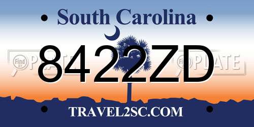8422ZD South Carolina License Plate