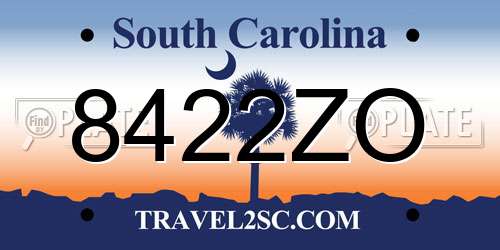 8422ZO South Carolina License Plate