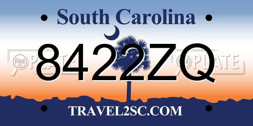 8422ZQ South Carolina License Plate