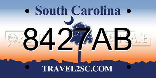 8427AB South Carolina License Plate