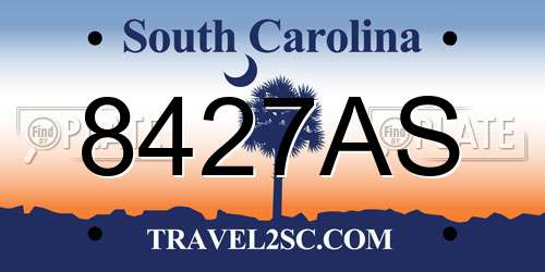 8427AS South Carolina License Plate