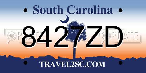 8427ZD South Carolina License Plate
