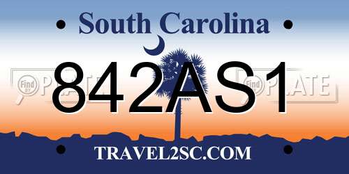 842AS1 South Carolina License Plate