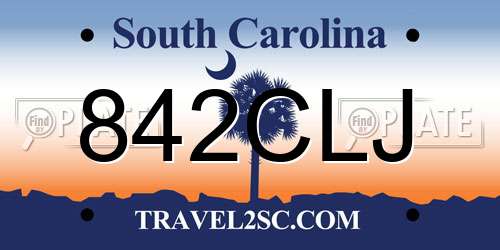 842CLJ South Carolina License Plate