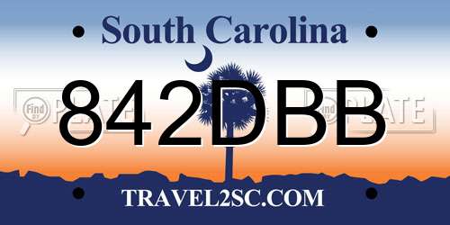 842DBB South Carolina License Plate