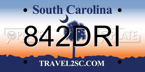 842DRI South Carolina License Plate