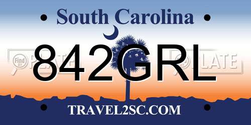 842GRL South Carolina License Plate