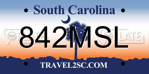 842MSL South Carolina License Plate