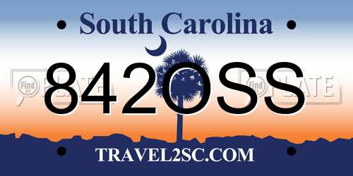 842OSS South Carolina License Plate