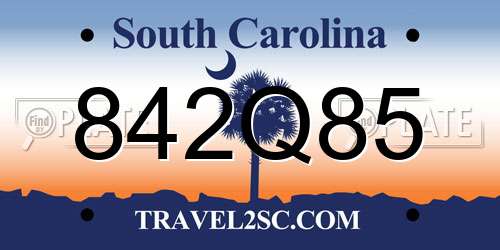 842Q85 South Carolina License Plate