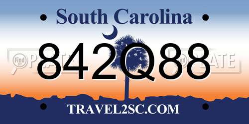842Q88 South Carolina License Plate
