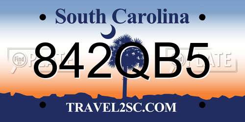 842QB5 South Carolina License Plate