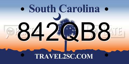 842QB8 South Carolina License Plate