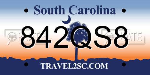 842QS8 South Carolina License Plate