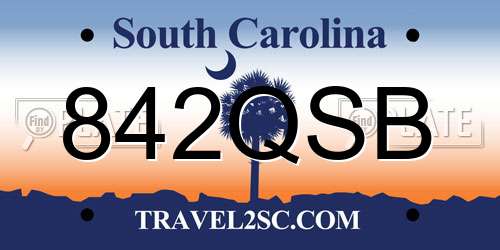842QSB South Carolina License Plate