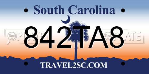 842TA8 South Carolina License Plate