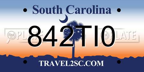 842TI0 South Carolina License Plate