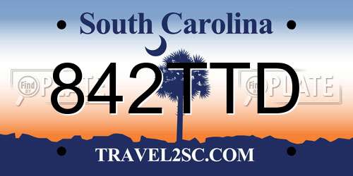 842TTD South Carolina License Plate