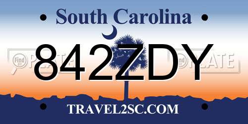 842ZDY South Carolina License Plate