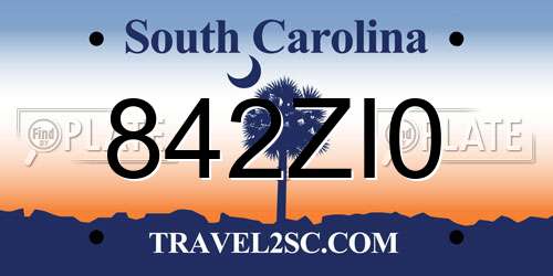 842ZI0 South Carolina License Plate