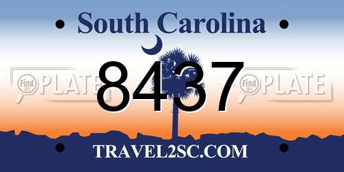 8437 South Carolina License Plate