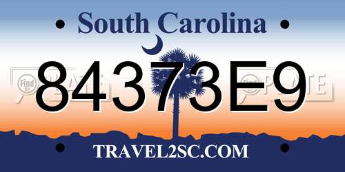 84373E9 South Carolina License Plate
