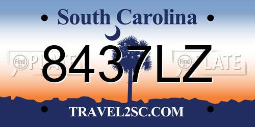 8437LZ South Carolina License Plate