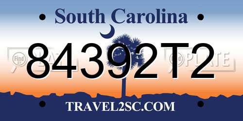 84392T2 South Carolina License Plate